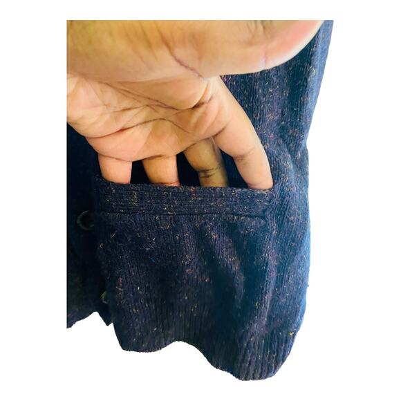 The Lucky Brand Womens Wool Blend Shawl Collar Knit Blue Cardigan Sweater Large - Picture 4 of 11